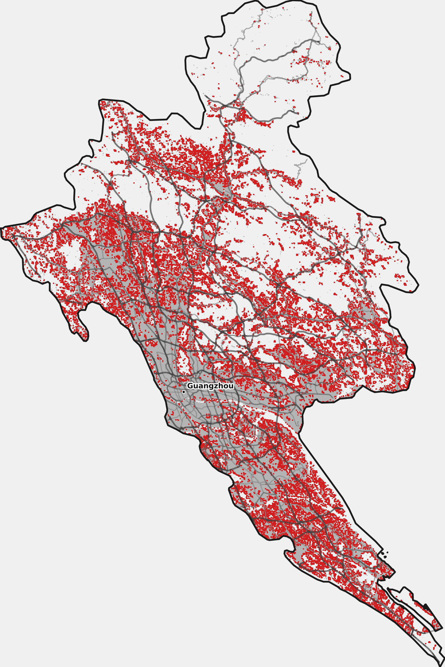 Guangzhou new development vs built-up map